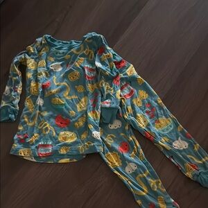 Little Sleepies Blue and Yellow Pajama Set Vibrant Design